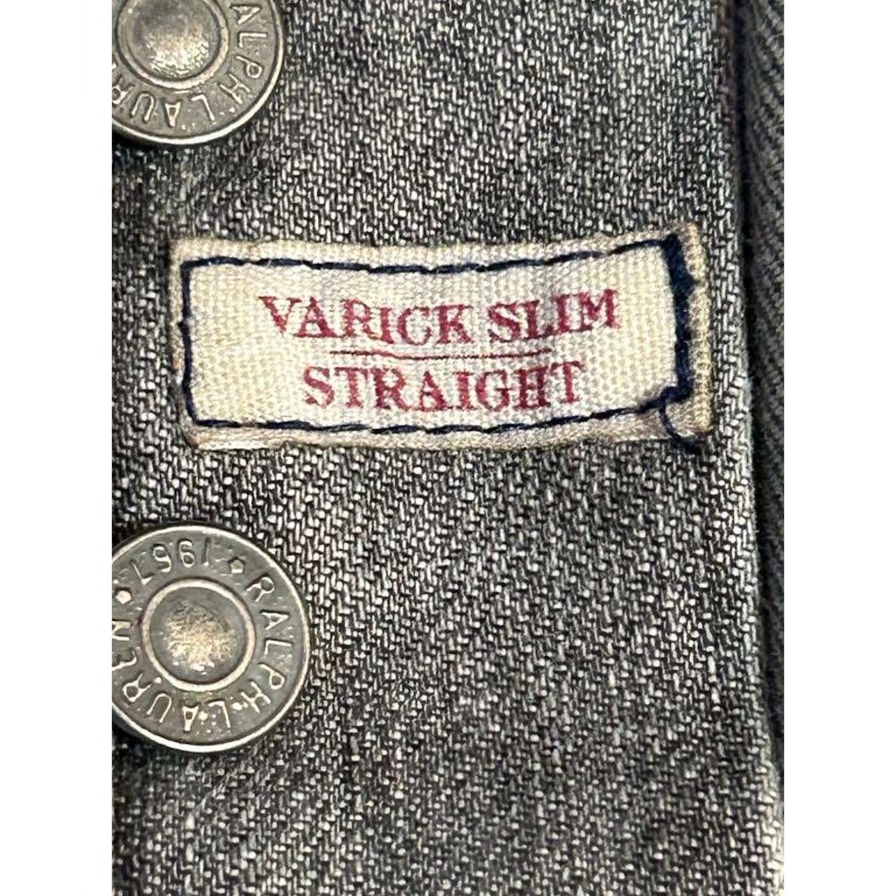 Polo Ralph Lauren Varick Slim Straight Jeans 40x32 Ash Grey Cotton Distressed - Picture 10 of 16